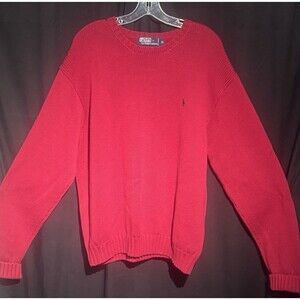 Vintage Polo by Ralph Lauren Knit Crewneck Sweater Mens XL Red Pullover Pony